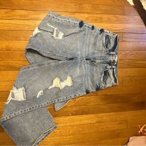 SO Light Blue Distressed Wide Leg Denim Jeans